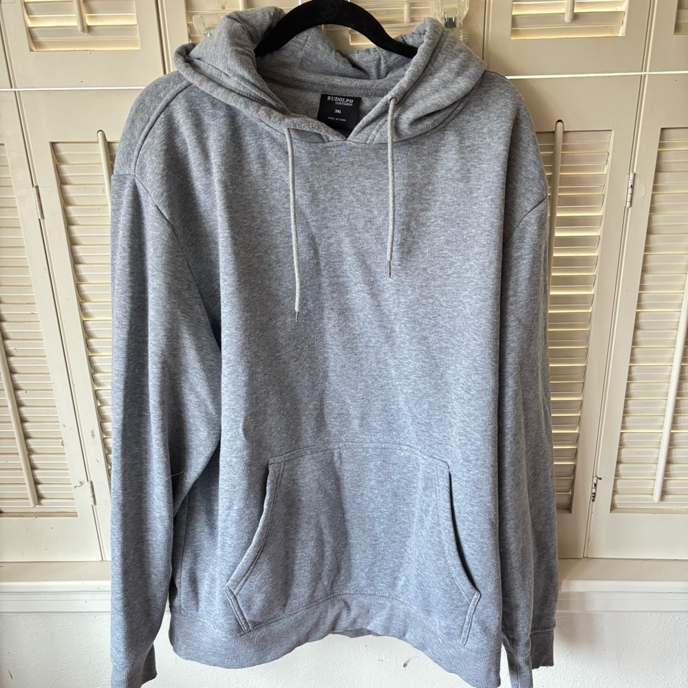 Rudolph Sports Wear Grey Fleece Hoodie. Very Soft. Men’s 3XL.